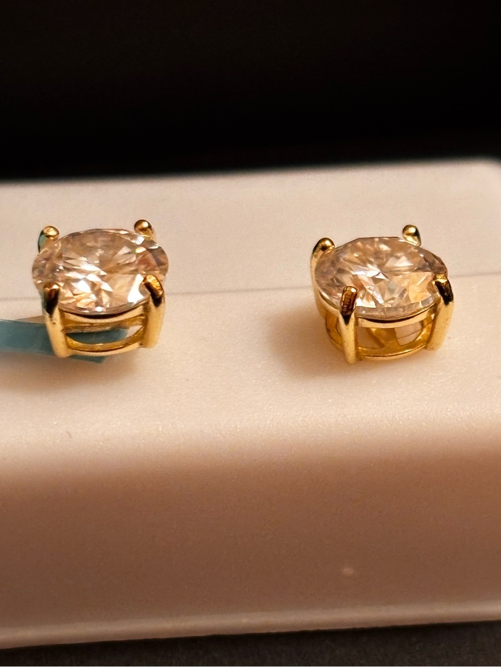 Gold Plated Clear Moissonite Stud Earrings
